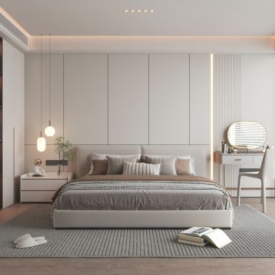 现代家居卧室3d模型下载