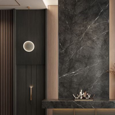 意式简约奶油风黑金入户玄关隔断