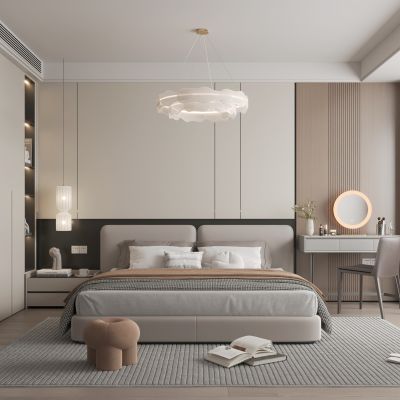 现代家居卧室3d模型下载