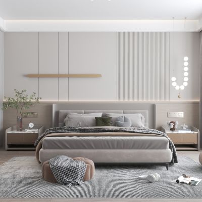 现代家居卧室3d模型下载