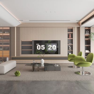 现代家居客厅3d模型下载