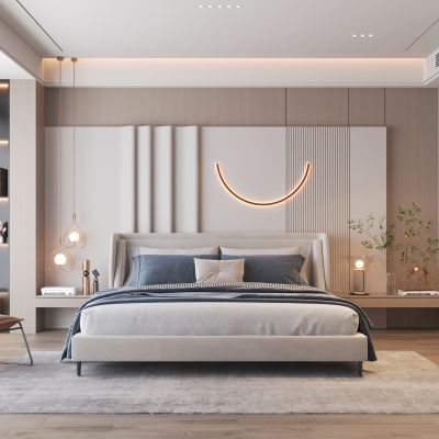 现代家居卧室3d模型下载