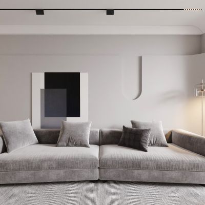 客厅 多人沙发 落地灯