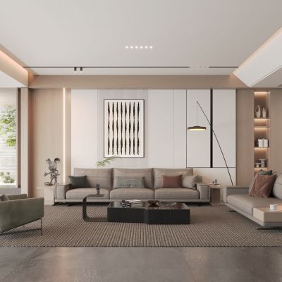 现代家居客厅3d模型下载