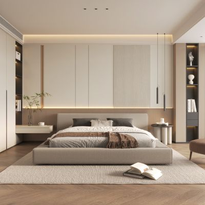 现代家居卧室3d模型下载