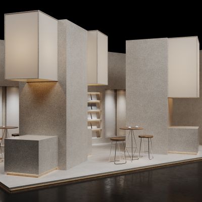 展览展厅 建筑材料展 石材展台 两面开展台 石材大理石展示