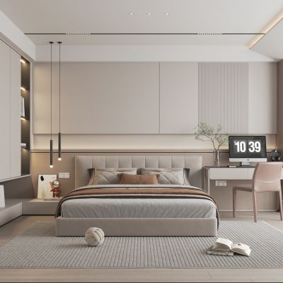 现代家居卧室3d模型下载