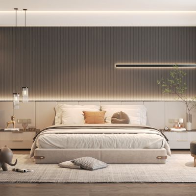 现代家居卧室3d模型下载