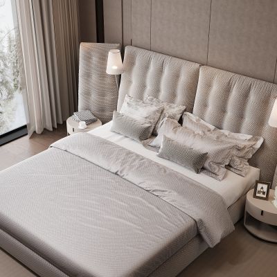 现代家居卧室 双人床 主卧 饰品摆件