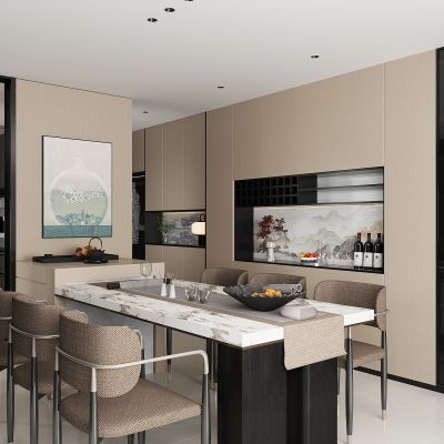 现代餐厅 餐边柜 餐桌椅 酒柜  餐桌