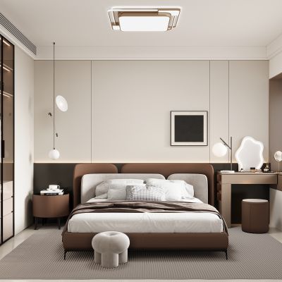现代家居卧室 双人床 主卧 饰品摆件