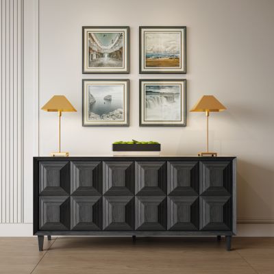 现代轻奢边柜 餐边柜 玄关柜 台灯 挂画