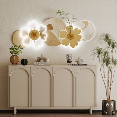 现代简约奶油风墙饰挂画边柜