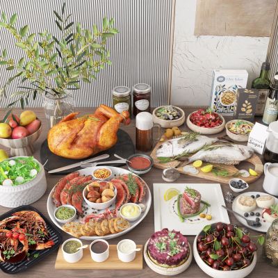 现代食物西餐组合 