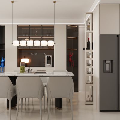 现代餐厅 餐边柜 餐桌椅 酒柜  餐桌