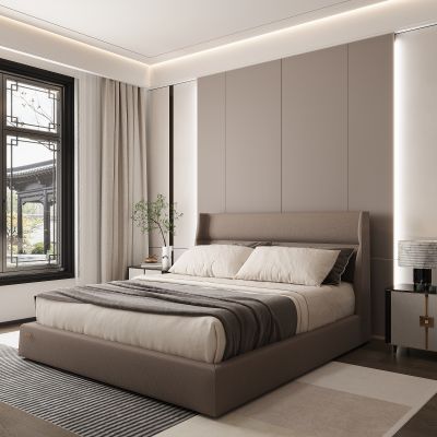 现代家居卧室 双人床 主卧 饰品摆件