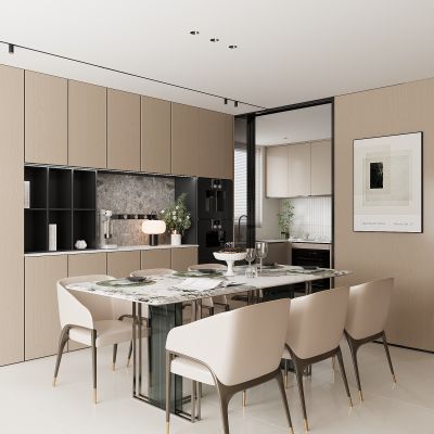 现代餐厅 餐边柜 餐桌椅 酒柜  餐桌