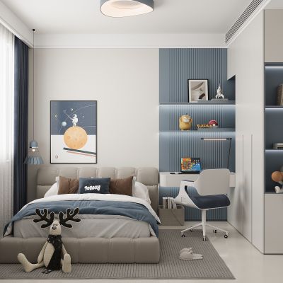 现代家居卧室 男孩房 饰品摆件
