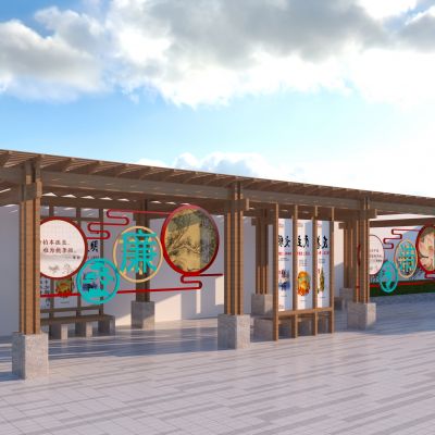 新中式休闲文化廊架