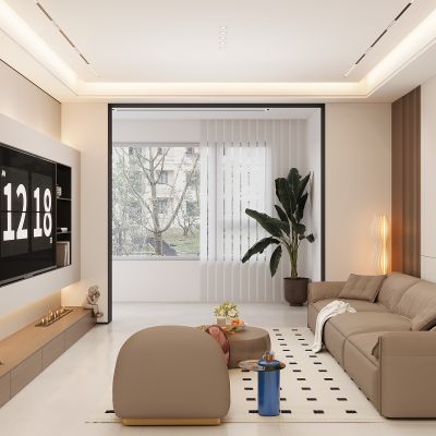 现代客厅，沙发组合，