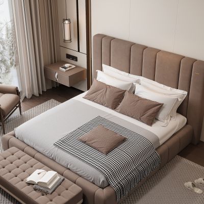 现代家居卧室 双人床 主卧 饰品摆件