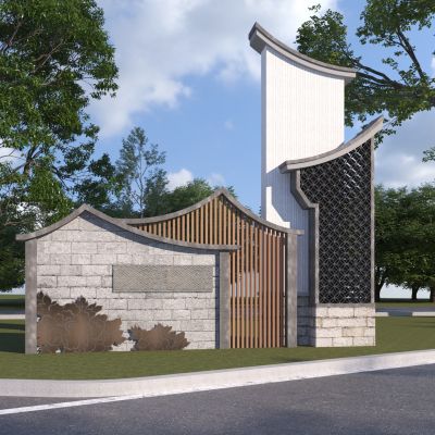 新中式指示牌乡村标识标牌导视构筑