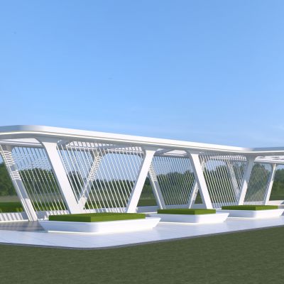 现代折线景观廊架