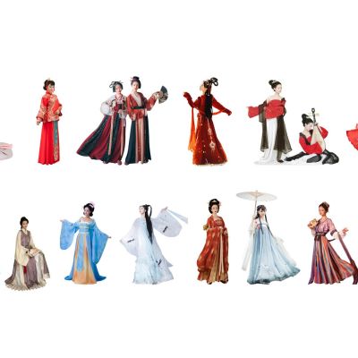 2d人物中式古风古典汉服女人美女人物女子中式礼服站姿坐姿人物