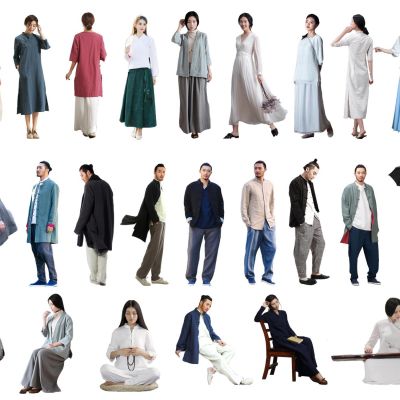 2d人物模型新中式古装人物汉服人物古装美女古典男人