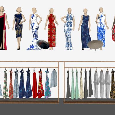 3d人物旗袍古代服饰模特衣架服饰