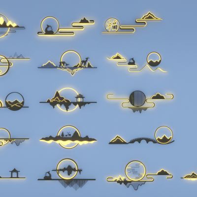 新中式壁灯_景观灯组合