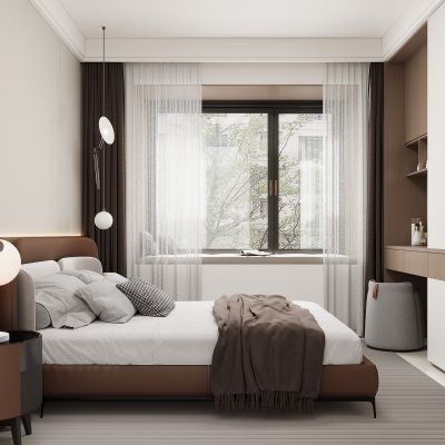 现代家居卧室 双人床 主卧 饰品摆件