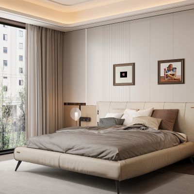 现代家居卧室 双人床 主卧 饰品摆件