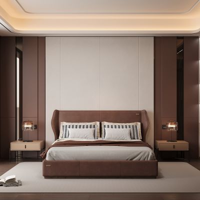 现代家居卧室 双人床 主卧 饰品摆件