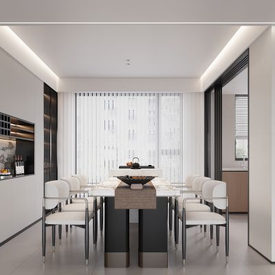 现代餐厅 餐边柜 餐桌椅 酒柜  餐桌