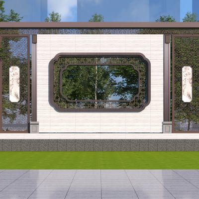 新中式景墙3D模型