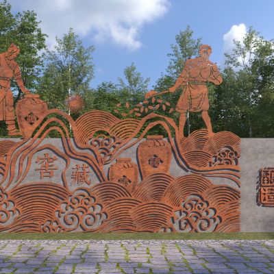 新中式酿酒文化景墙 酿酒雕塑小品