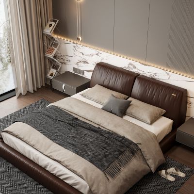 现代家居卧室 双人床 主卧 饰品摆件