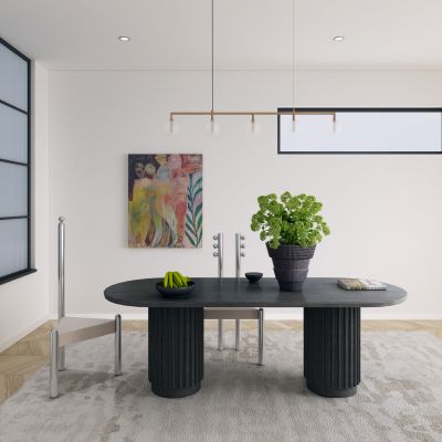 现代极简餐厅 餐桌椅 吊灯 挂画