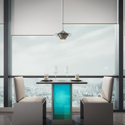 现代不锈钢 亚克力餐桌椅