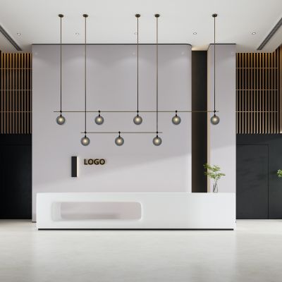 现代售楼处前台 吊灯 绿植