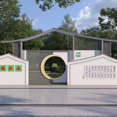 新中式标识景墙