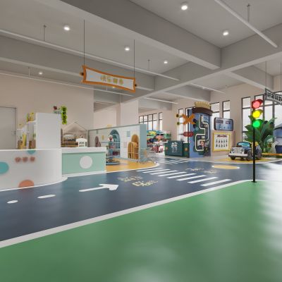 现代幼儿园体验区医院交通体验区3D模型