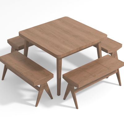 新中式实木餐桌椅组合