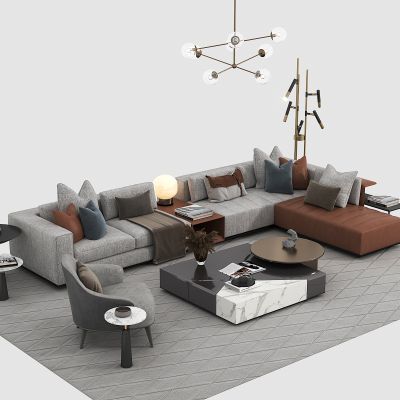 现代轻奢沙发茶几组合