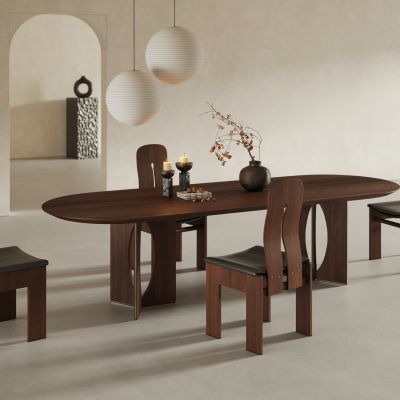 侘寂风实木餐桌椅组合