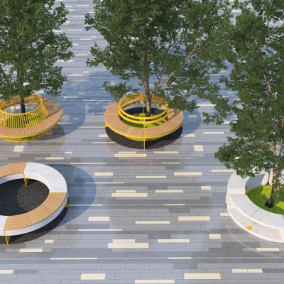 现代广场圆形树池座椅