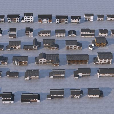 新中式村落乡村民房组合