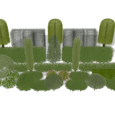 景观植物灌木丛球形绿植球形植物绿化带草丛组合植被组合植物墙