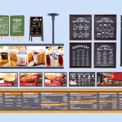 现代菜单栏 菜单黑板组合